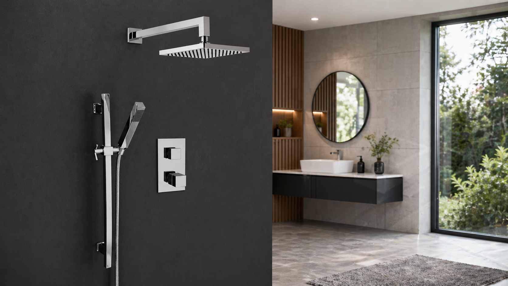 Square shower heads with built-in lights